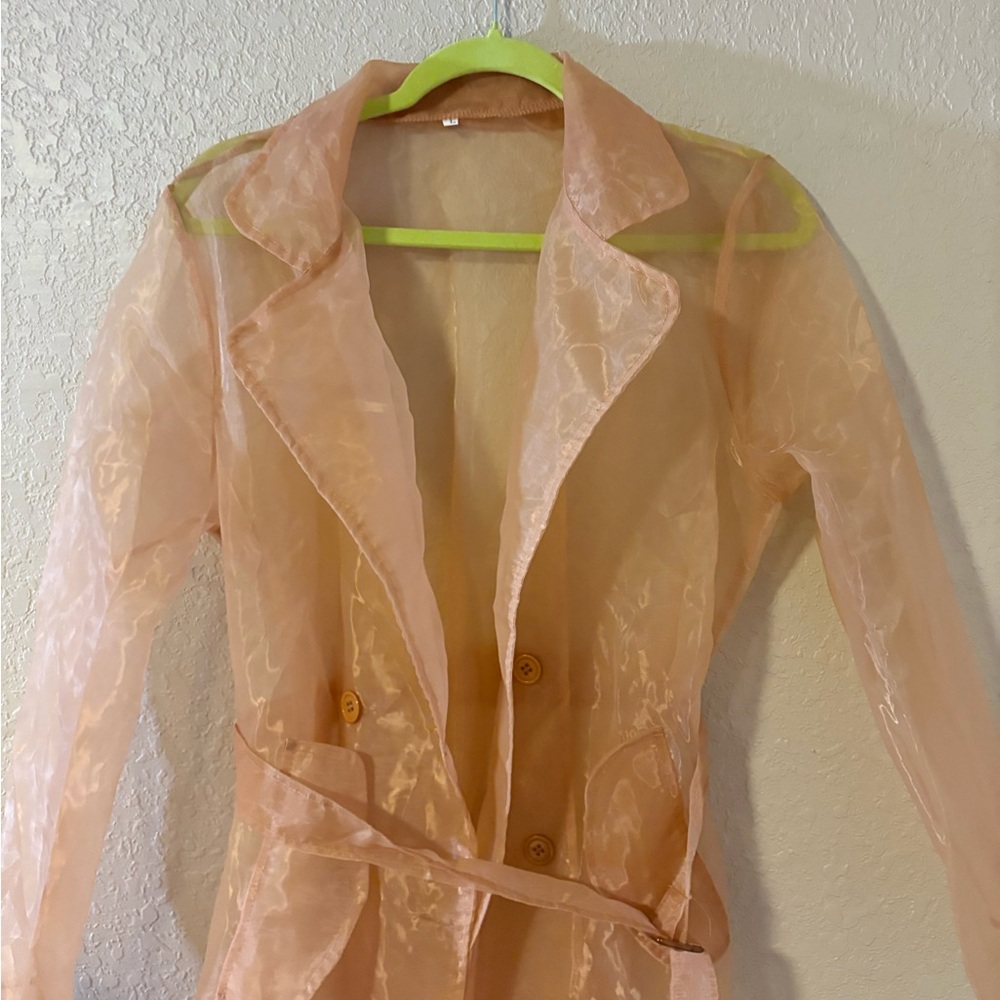 Sheer Peach Button-Up Jacket